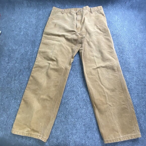 VTG Carhartt Jeans Mens 40x31 Brown Duck Canvas Carpenter Union Made USA 90s Y2K - Picture 1 of 16